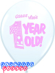 Guess Who's One (Girl) Bright White 12inch Round Printed Latex Balloons 8ct