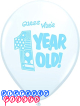  Guess Who's One (Boy) Bright White 12inch Round Printed Latex Balloons 8ct
