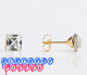 Studex Sensitive Stud Earrings Gold Plated 6mm Crystal Square