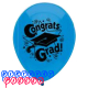 PartyMate Congrats Grad Printed 12-Inch Latex Balloons, 8-Count, Bright Blue 