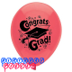  PartyMate Congrats Grad Printed 12-Inch Latex Balloons, 8-Count, Watermelon Red