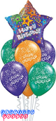Happy Birthday Purple Stars Balloon Bouquet