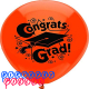 PartyMate Congrats Grad Printed 12-Inch Latex Balloons, 8-Count, Bright Orange