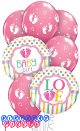 Qualatex Box 7-Piece Balloon Bouquet, Baby Girl Foot Prints, Multisize