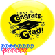 PartyMate Congrats Grad Printed 12-Inch Latex Balloons, 8-Count, Sun Yellow