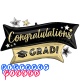 Congratulations Grad Gold & Black Mylar Party Foil Balloon, 38