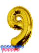 Giant Number 9 Gold Mylar Balloon 40in