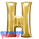Giant Letter H Gold Mylar Balloon 40in